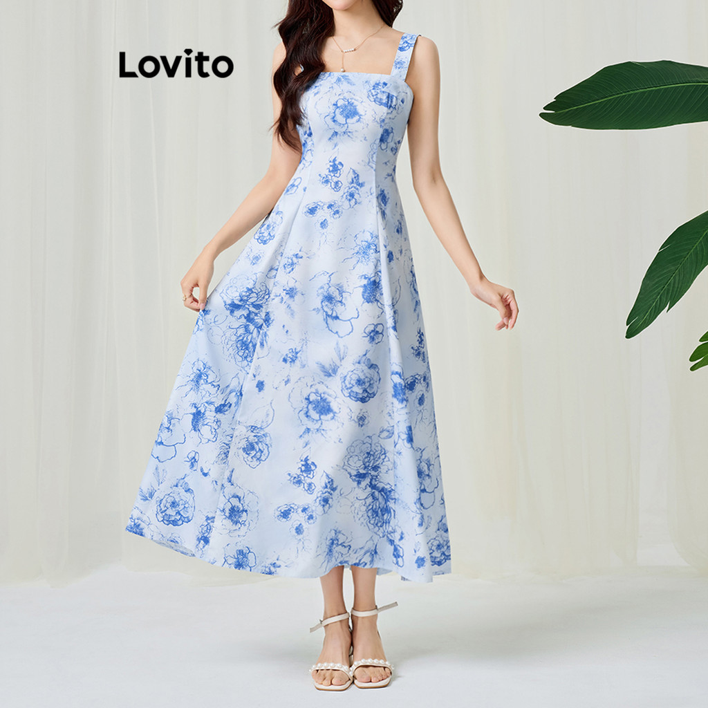 Lovito ชุดเดรสลายดอกไม้สำหรับผู้หญิง L113MD108