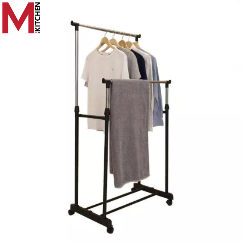 M Kitchenstuff ราวตากผ้า ราวแขวนผ้าติดล้อ ราวตากผ้าราวคู่ 6806 (B3)