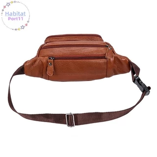 Habitatport ความจุขนาดใหญ่กันน้ําหนังแท้ผู้ชายกระเป๋าคาดเอว Cowhide ซิปเว็บไซต์คนงานกระเป๋าเดินทางโทรศัพท์เพื่อการพักผ่อน th