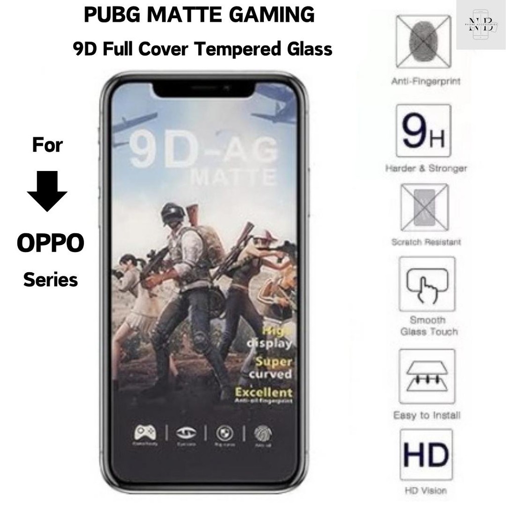 PUBG Gaming Matte HD กระจกนิรภัยแบบเต็มหน้าจอสําหรับ OPPO A98 A79 A78 A54 A53 A96 A17K A16 A15 A3 Pr