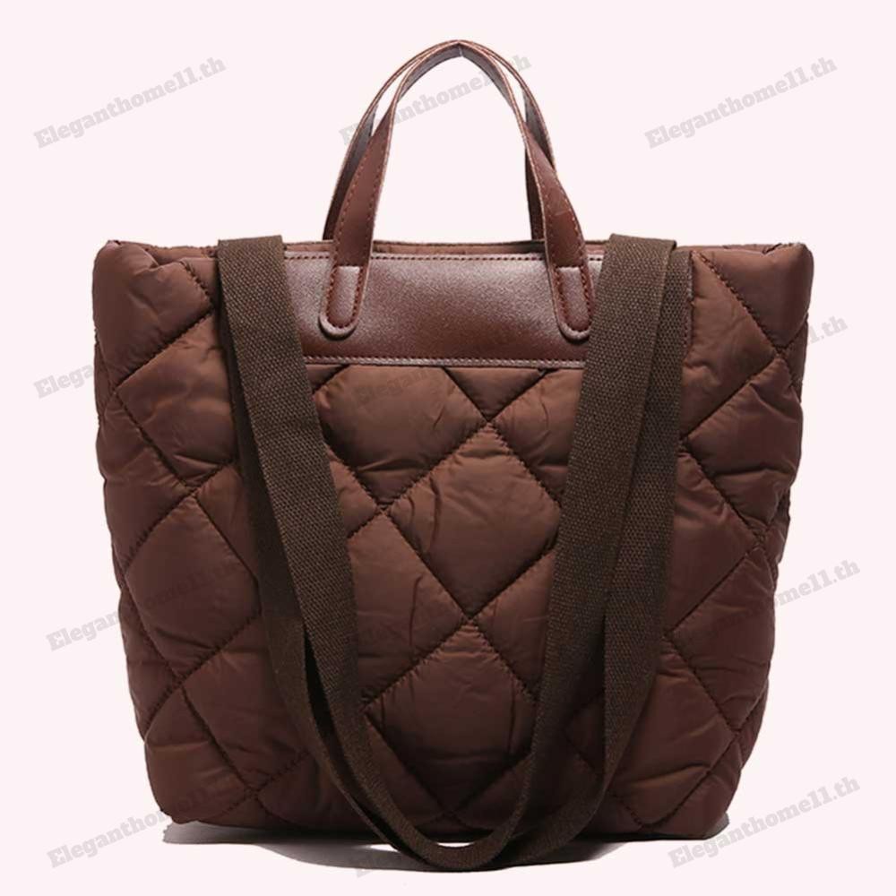 ผู้หญิงไนลอนปักเป้า Tote กระเป๋ากระเป๋าสะพายผ้านวมพร้อมกระเป๋าด้านในกระเป๋าถือสีทึบ Satchel กระเป๋าสําหรับทํางานท่องเที่ยว - รูปที่ 3