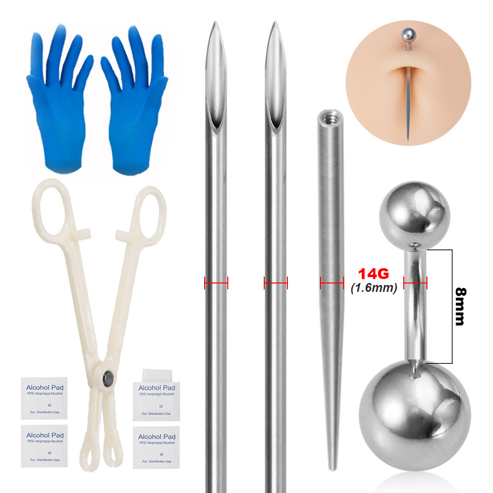 คู่มือเจาะก้านสะดือแหวนลิ้นเล็บริมฝีปากเล็บเจาะชุดเหมาะสําหรับผู้เริ่มต้นและคนพาย - รูปที่ 2