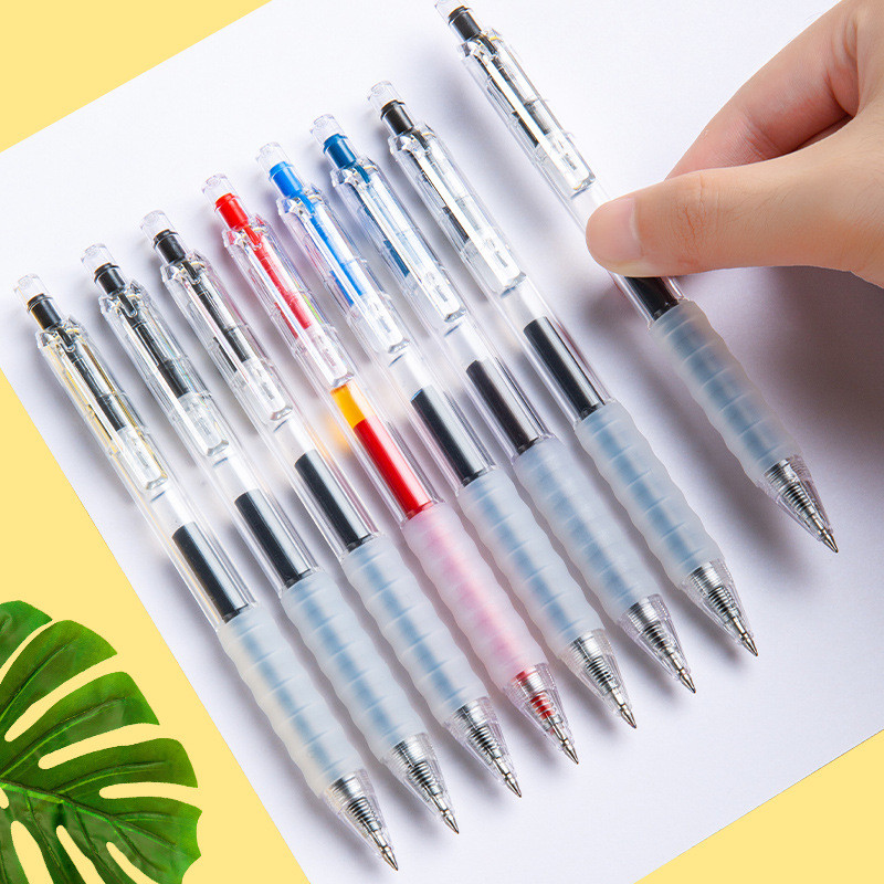 Simple Retractable ปากกาเจล 0.5 มม.ST Tip Studnts ปากกา Soft Grip สอบปากกาปากกาสีดําสีฟ้าสีแดงหมึกปากกาโรงเรียนอุปกรณ์