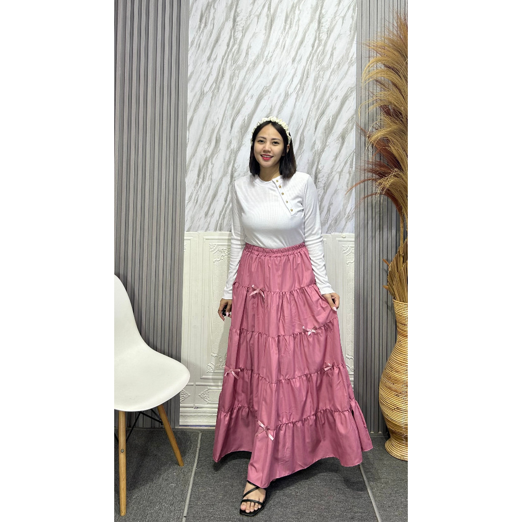 Tq88indonesia ล่าสุด 2025 Eid SKIRT / PEONY SKIRT RIBBON / Maxi RIBBON SKIRT / กระโปรงธรรมดายาว