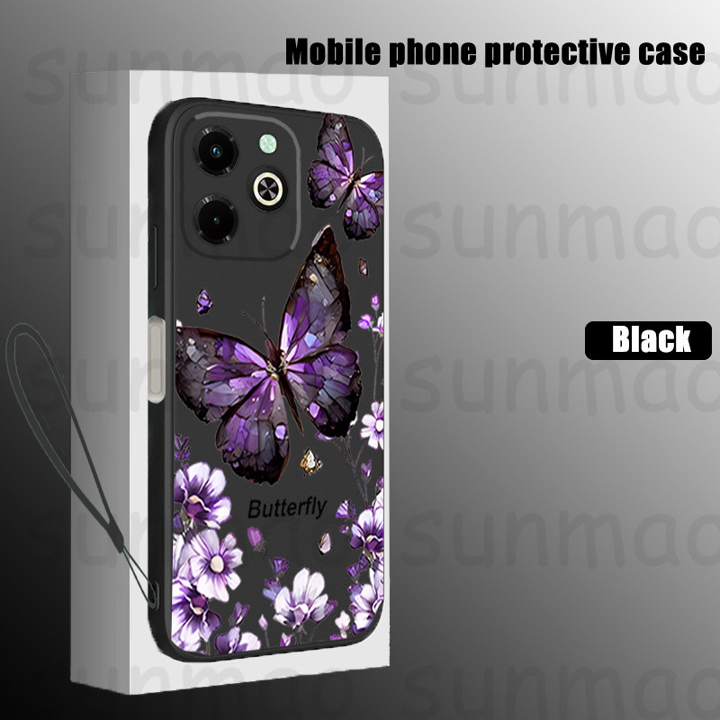 สําหรับ Tecno Pop 5 LTE Tecno Pop8 Pop5 Tecno P55 Tecno Pop9 เคสโทรศัพท์เพชรสีม่วงผีเสื้อเคสโทรศัพท์