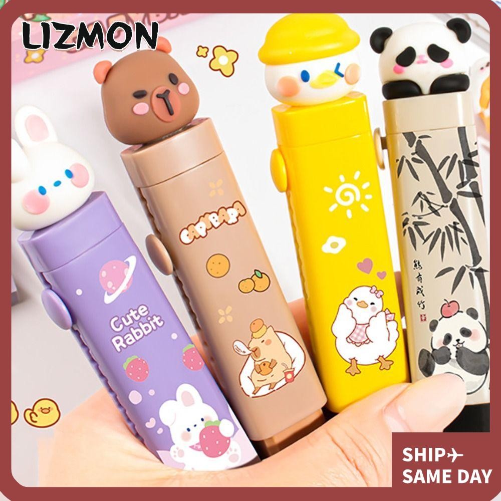 ยางลบดินสอ LIZMON ไม่มีเศษไม่มี Leaving Marks Eraser การ์ตูน Capybara Push-pull ยางลบยาง Back To School Gift