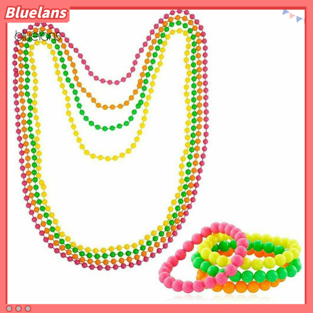 Bluelans 1980s สร้อยคอ 80s เสื้อผ้าอุปกรณ์เสริม Neon 80s เครื่องแต่งกายชุดอุปกรณ์เสริมสําหรับผู้หญิง
