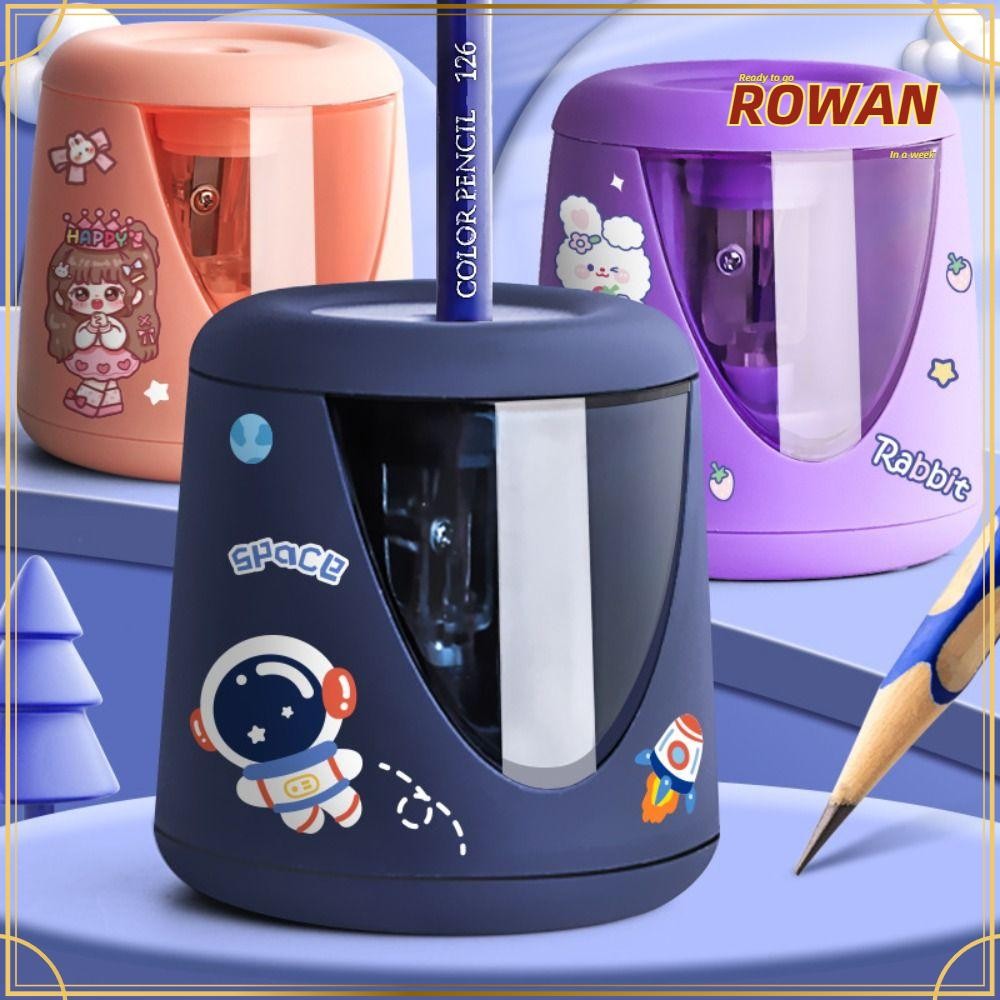 ROWANS เครื่องเหลาดินสอไฟฟ้าสํานักงานนักเรียนอุปกรณ์การเรียนแบตเตอรี่/USB/ชาร์จเครื่องมือกลการ์ตูน