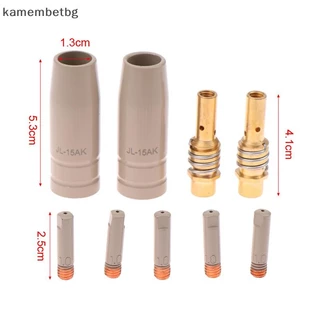 Kamembetbg 9 ชิ้น 0.8/1.0/1.2 มิลลิเมตร MIG ไฟฉายหัวฉีดแก๊ส Tip Holder ชิ้นส่วนป้องกัน 15AK ไฟฉายเชื่อมใหม่เคลือบป้องกันหัวฉีด TH