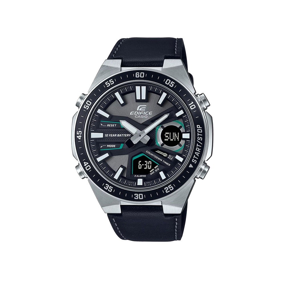 CASIO นาฬิกาข้อมือผู้ชาย EDIFICE รุ่น EFV-C110L-1AVDF สายหนัง สีดำ
