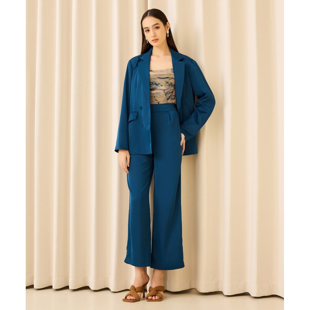 Ulysses Satin Suit Pants - Luxe Teal
