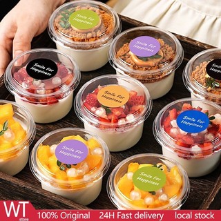50Pcs Dessert Cup With Lid Ice Cream Disposable Cup Transparent Plastic Cups Dessert Pudding Mousse