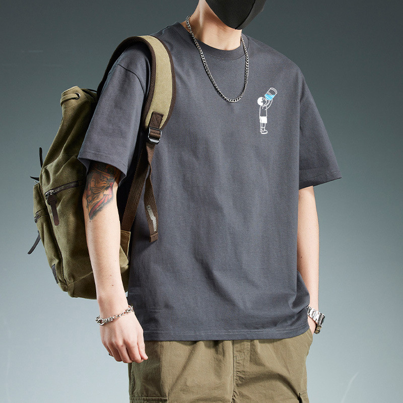 เสื้อยืดแขนสั้นผู้ชายในสไตล์ฮ่องกง ใส่ได้ง่าย ๆ ตามแฟชั่น พิมพ์ลายแบบโมเดิร์น #BN511NM