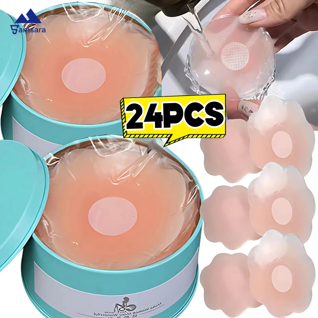 ที่มองไม่เห็นซิลิโคนหัวนมครอบคลุม6.5ซม.-นํามาใช้ใหม่และกันน้ําสําหรับชุดว่ายน้ํา6คู่/กล่องที่มีกรณีที่เป็นมิตรกับการเดินทางชุดชั้นในไร้รอยต