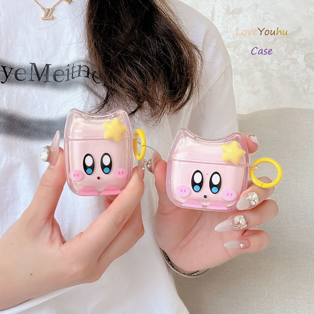 Loveyouhu เหมาะสําหรับ GOOJODOQ J201 J206 เคสหูฟัง ธีม Kirby น่ารักและเป็นส่วนตัว