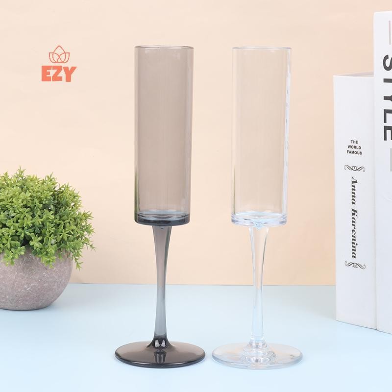 EZY 1 PC โปร่งใสสีดํา Goblet แก้วสําหรับงานแต่งงาน Toasting ถ้วยแชมเปญถ้วยพลาสติก Home Bar แก้วไวน์ใ