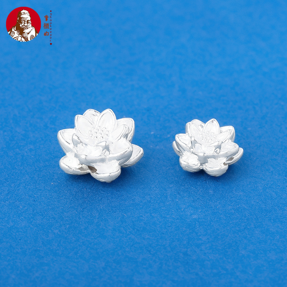 สไตล์ใหม่ s999 เงินแท้ประณีตรุ่น 3d Hard Silver Lotus แยกเครื่องประดับ Lotus ลูกปัดเงิน diy สร้อยข้อมือสร้อยข้อมือเงินอุปกรณ์เสริม