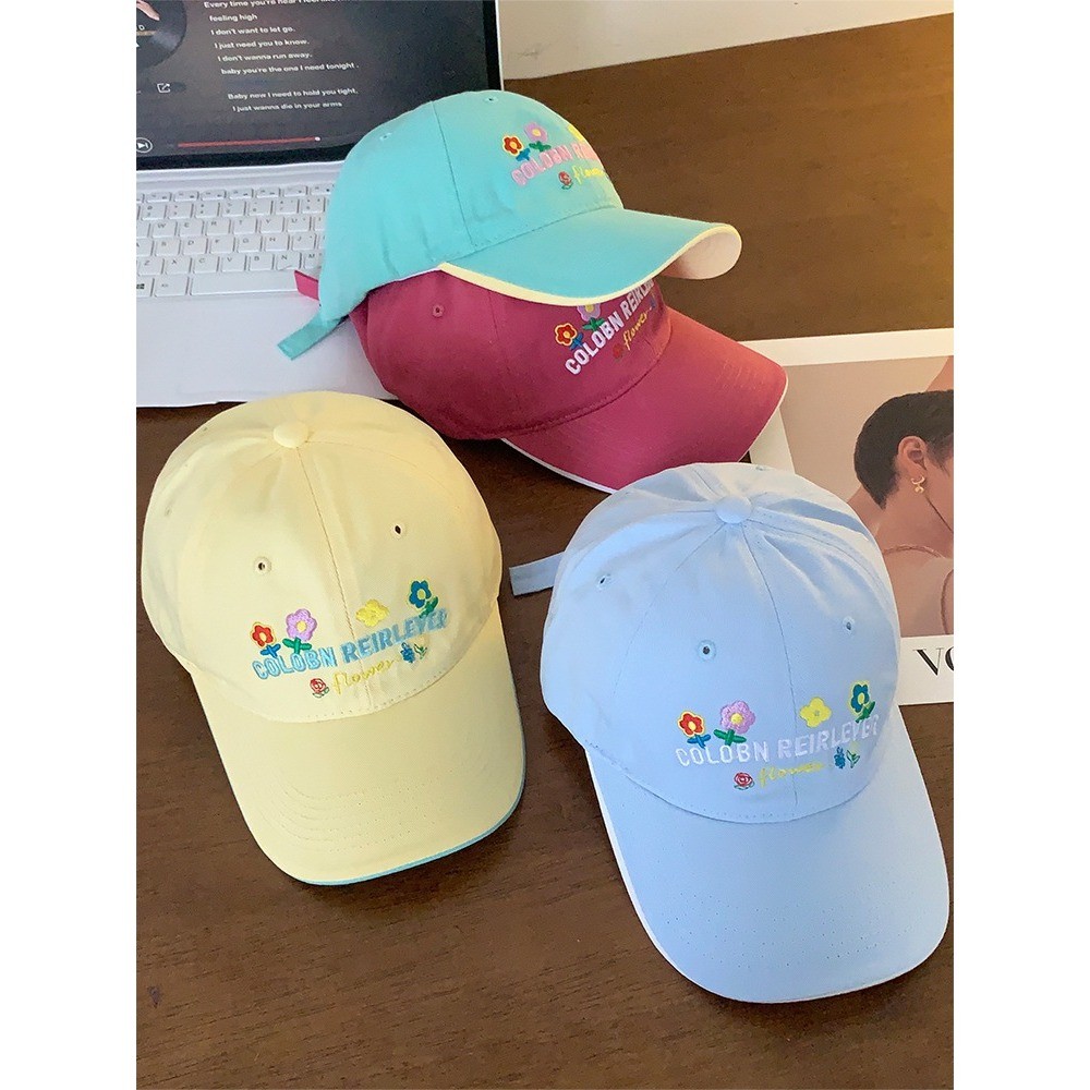 หมวกเบสบอล แบบนิ่ม ปักColobn Flower มี7สี คุณภาพสู สไตล์เกาหลี - รูปที่ 7