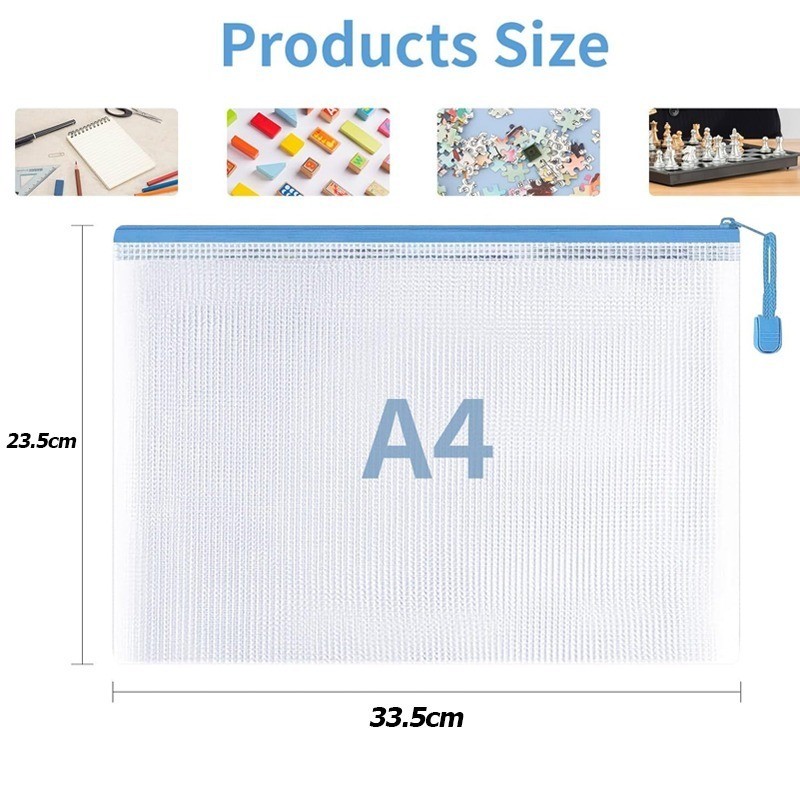 กระเป๋าเก็บไฟล์ A4 1/3/5 ชิ้น - กระเป๋าปากกากันน้ํา PVC หนาอเนกประสงค์ - อุปกรณ์สํานักงานของโรงเรียน - รูปที่ 7