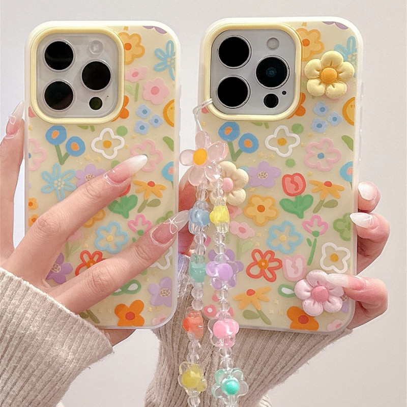 เหมาะสําหรับ iPhone 16 15 14 13 12 11 Pro Max X XR XS Max 7 8 Plus เคสโทรศัพท์ 3D สาวดอกไม้หญิง soft shell ฤดูร้อน GDE