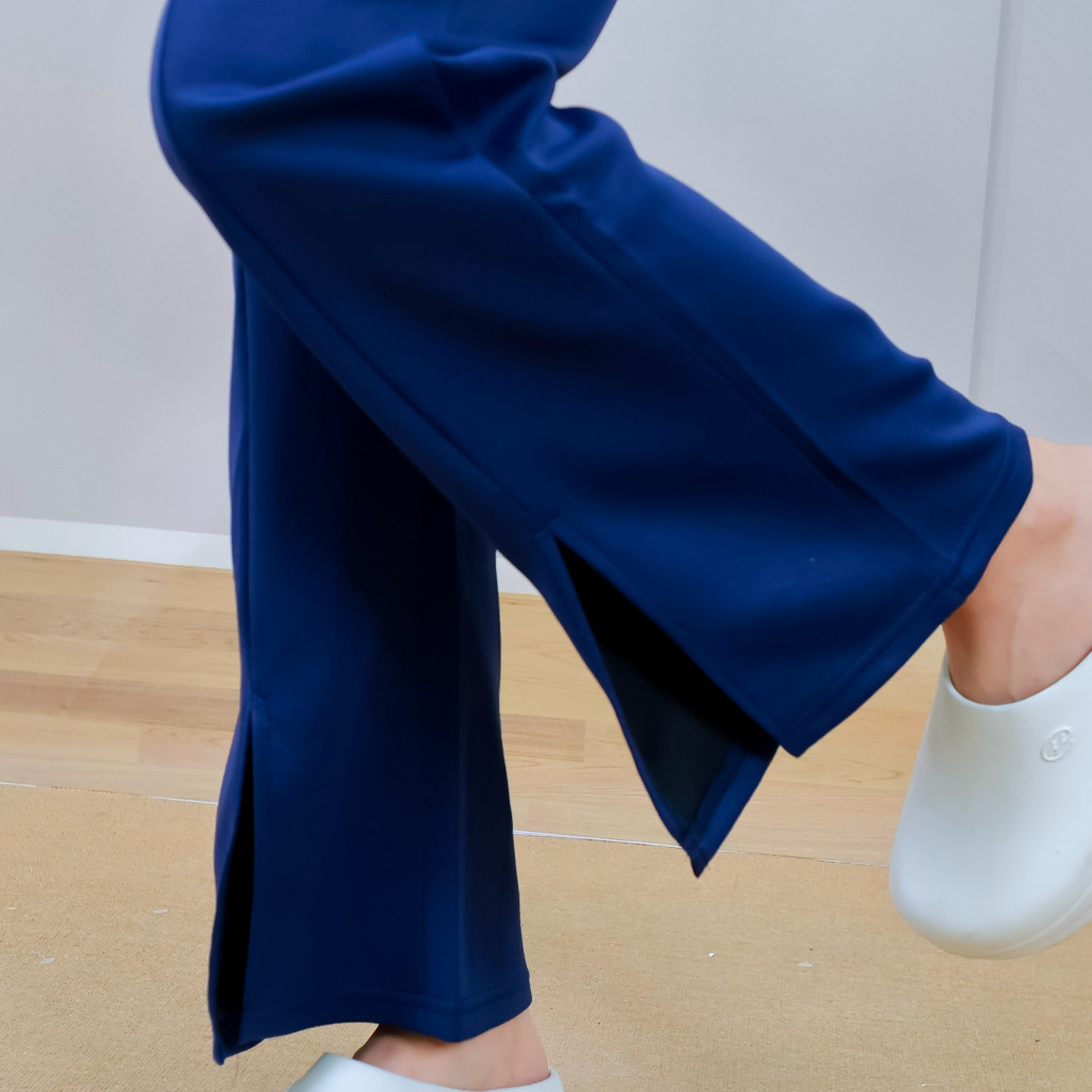 กางเกงขายาว 9ส่วน ทรงขาม้า ปลายขาผ่าข้าง ตีเกล็ดหน้า ผ้าเกาหลี เนื้อผ้านิ่ม ใส่ทำงานได้ เก็บทรงสวย p902# - รูปที่ 3