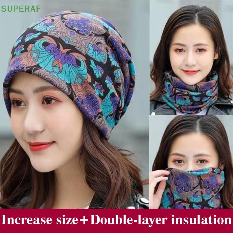 Superaf แฟชั่นคู่หัวหมวก Bib Twist หมวก Multi-Functional พิมพ์ผ้าพันคอหมวกคอหมวก Face Mask Headscarf หมวกร้อน