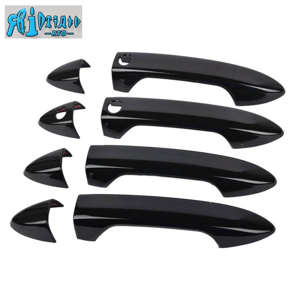 8 ชิ้นคาร์บอนไฟเบอร์เคลือบเงาสีดํา Chrome ภายนอกรถประตูกรอบแผง Trim ABS สติกเกอร์สําหรับ Honda Accor