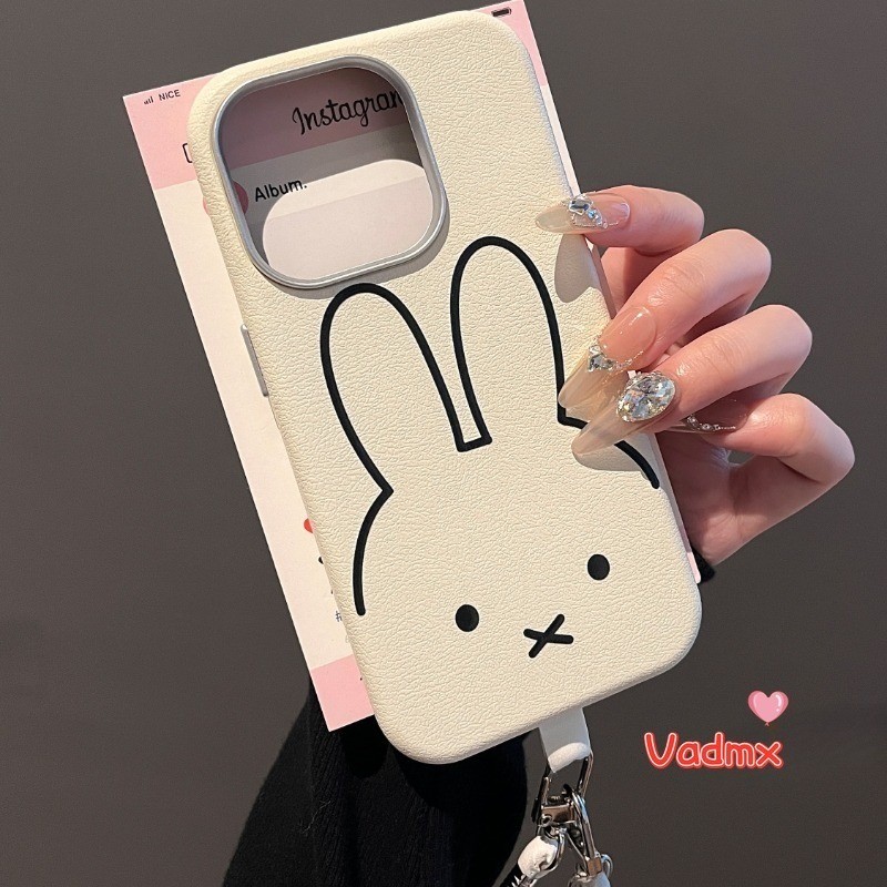 น่ารักกระต่าย Miffy เคสโทรศัพท์สําหรับ Samsung Galaxy S25 S24 S23 Plus Ultra FE S25 + S24 + S23 + A02S M02S การ์ตูนกระต่ายหนังสายคล้องปกหลัง