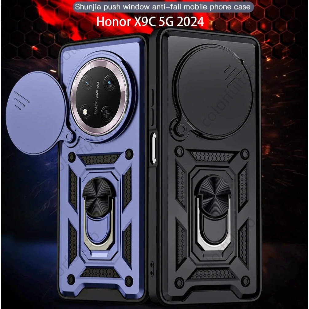 Honor X9C สมาร์ทเกราะกันกระแทกสําหรับ Honor X9d X9C X9a X9b X 9B X 9C X9 X9CSmart 4G 5G Push ดึงเลนส์กล้องป้องกันเคสโทรศัพท์ Hard PC ที่วางขาตั้งกันชนฝาหลัง
