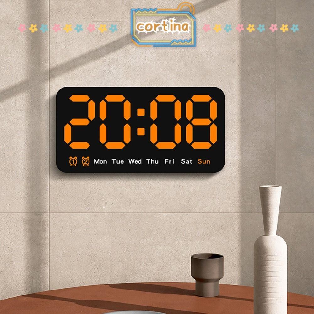 นาฬิกาแขวนอิเล็กทรอนิกส์ CORTINA, นาฬิกา LED ดิจิตอลในบ้านติดผนัง, การควบคุมด้วยเสียง 12/24H นาฬิกาตั้งโต๊ะจอแสดงผลอเนกประสงค์