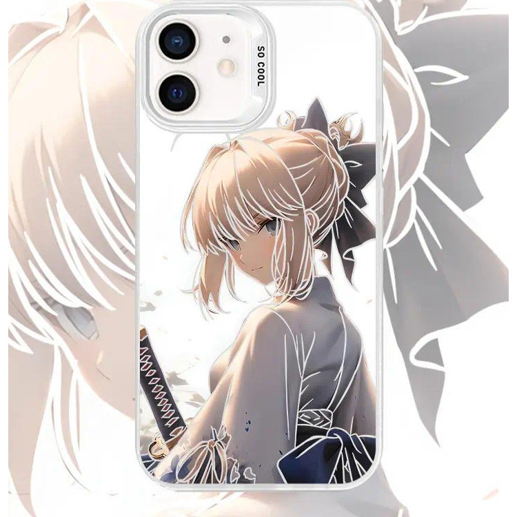 White Manga Girl Phone Case 11 12 Promax 13 14 plus 15 16 Pro Phone Case