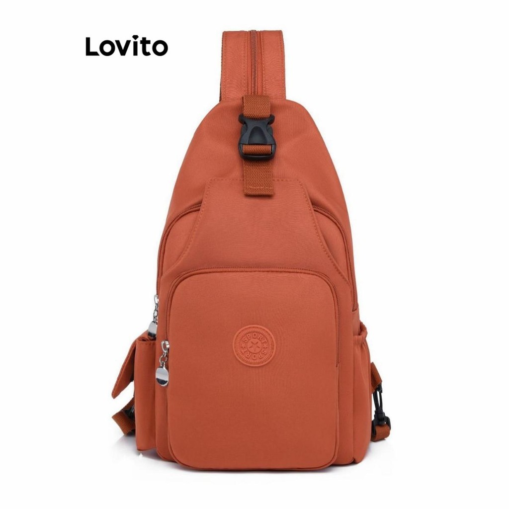 Lovito กระเป๋าเป้สะพายหลังแบบสบาย ๆ กระเป๋าเป้สะพายหลัง ครอสบอดี้กระเป๋าเป้สะพายหลังสำหรับผู้หญิง LFA50522