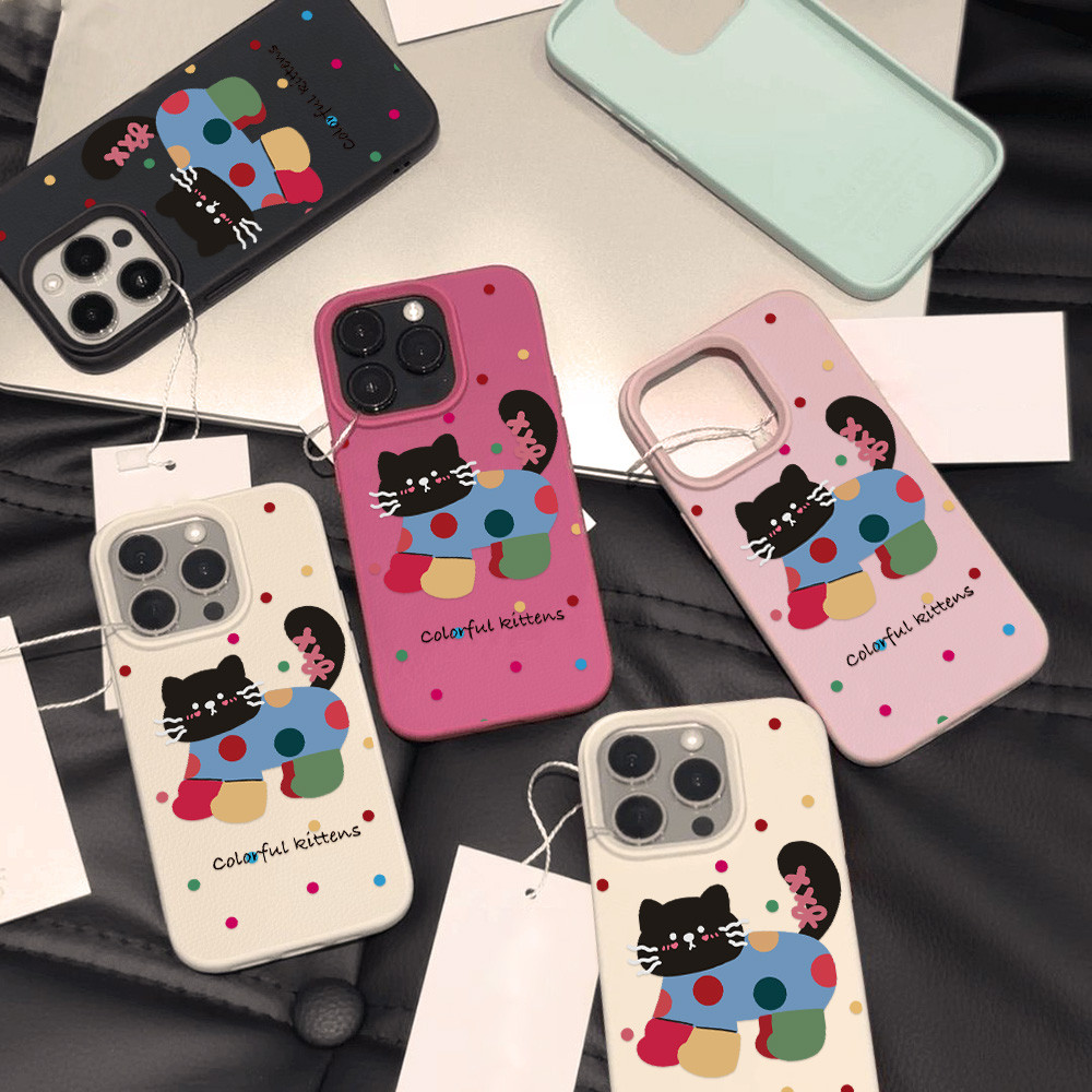 เคส For iPhone 16 Pro 13 12 11 15 14 Pro Max Plus X Xr Xs Max เคสไอโฟน13 ลายลูกแมวสีสันสดใส เคสโทรศัพท์ซิลิโคนอ่อนนุ่ม