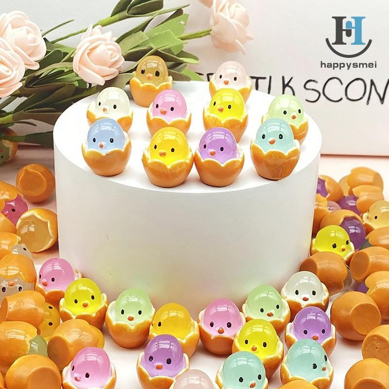 [GA] 10pcs เรซิ่น Kawaii Luminous Egg Chick สีสัน Candy 3D สมุดภาพ DIY เคสโทรศัพท์ครีมเจลอุปกรณ์ตกแต่งบ้านหัตถกรรม TH
