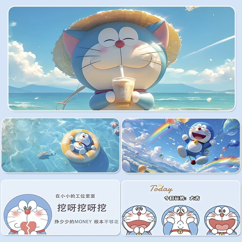 โดราเอมอนแผ่นรองเมาส์ขนาดใหญ่การ์ตูนอะนิเมะแผ่นรองโต๊ะมูลค่าสูงชายหญิงแผ่นรองแป้นพิมพ์คอมพิวเตอร์