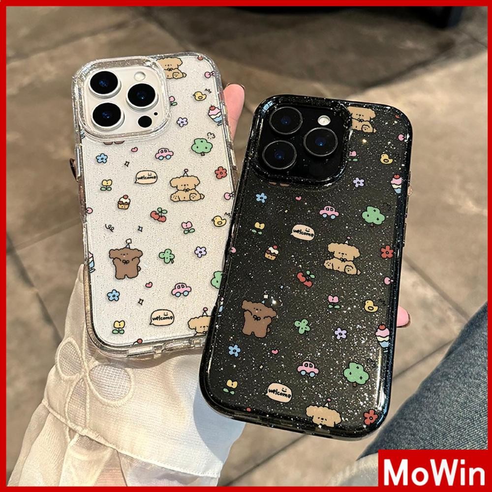 Movin - เคส iPhone 16 Pro Max iPhone 11 เคสใสแบบแวววาว TPU นุ่มสีสันสดใส ลูกสุนัขสีน้ำตาลแสนสวยน่ารัก Compatible iPhone15 Pro max 14 13 12 Pro max XS XR 7 Plus 8 Plus