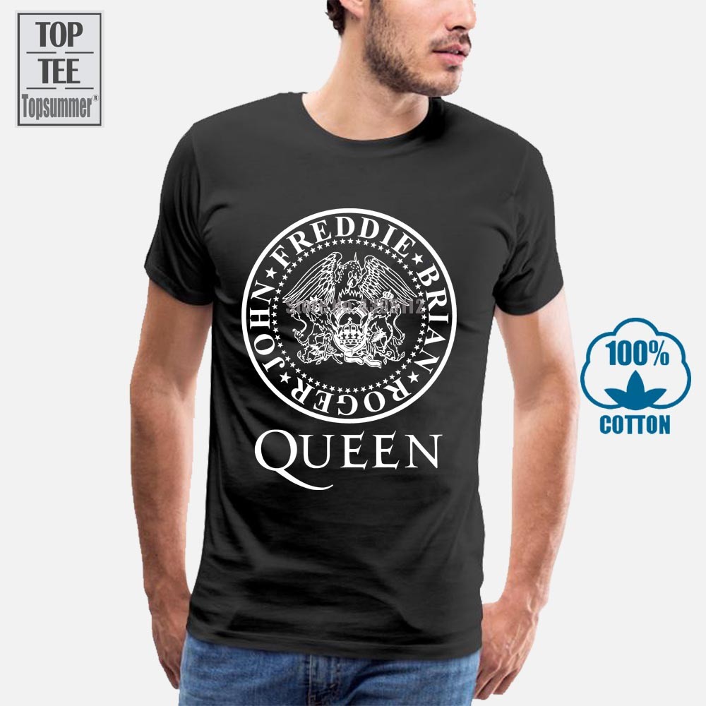 เสื้อยืดพิมพ์ลาย Queen & Freddie Mercury แบบVintage Rock UK สำหรับทุกเพศ ทำจากเนื้อผ้าคอตตอน100%