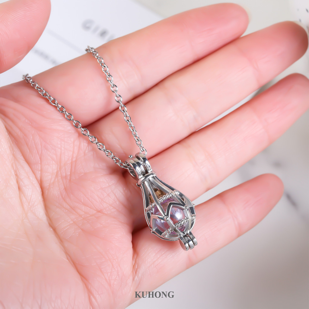 Kuhong Hollow Urn สร้อยคอสําหรับ Ashes Cremation สร้อยคอสําหรับขี้เถ้า Openwork Tear Urn Locket สร้อ