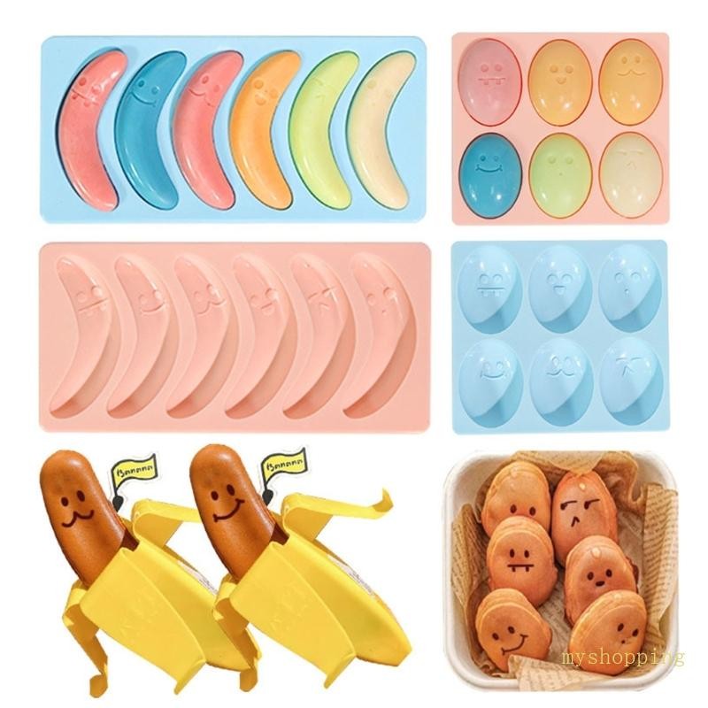 Ivy 6 Cavity Eggs แม่พิมพ์รูปกล้วย 3D Non-Stick ผลไม้ Bakeware แม่พิมพ์