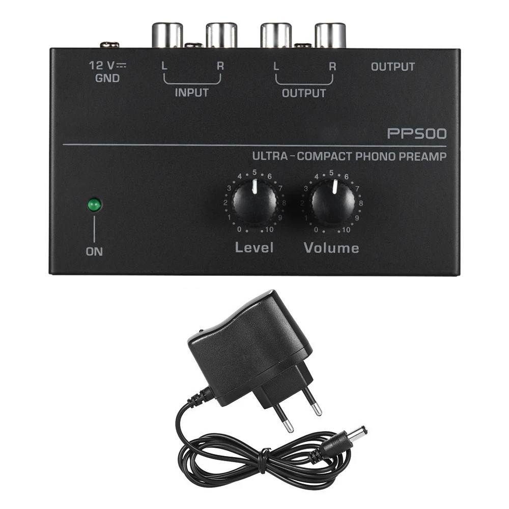 PP500 Phono Preamplifier หูฟัง Preamplifier ไมโครโฟนขยาย Mixer พร้อมการควบคุมระดับเสียงระดับสําหรับแ