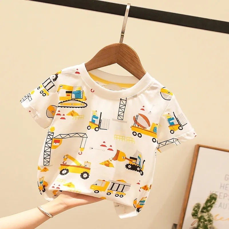เกาหลีฤดูร้อนใหม่เด็กทารกการ์ตูนพิมพ์แขนสั้น3-8ปีเด็กเสื้อยืด