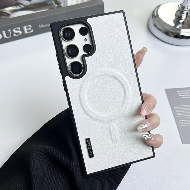 หนังสองสีแม่เหล็กไร้สายชาร์จโทรศัพท์กรณีเข้ากันได้กับ Samsung S24 S23 S22Ultra สำหรับ iPhone 16 15 P