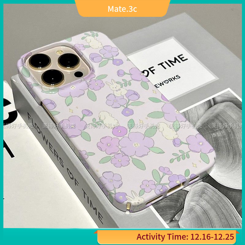 เคสโทรศัพท์มือถือแบบแข็ง ลายกระต่ายสีม่วง แวววาว สําหรับ Iphone 14Pro 13promax 12 Android 11 xr 8 AUXY
