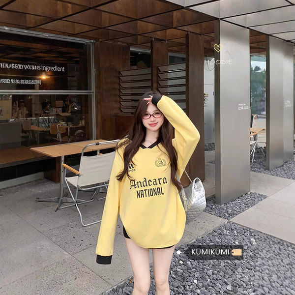 ชุดบาส ลูกบาส แป้นบาส [ผมตรงจากโรงงาน] เสื้อคอวีสามบาร์คลาสสิกสไตล์อเมริกันเสื้อสเวตเตอร์เสื้อแมตช์ง่ายทรงหลวมแบรนด์แฟชั่นฤดูใบไม้ผลิและฤดูใบไม้ร่วง