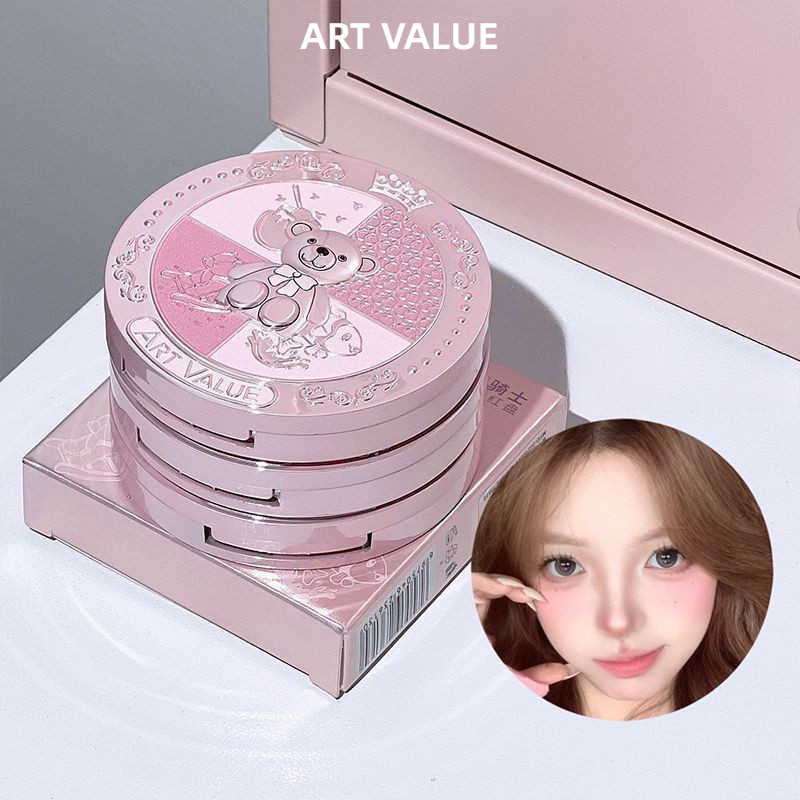 ART VALUE บลัชออนเนื้อเนียนละเอียด 3 สี อัศวินหมีสีชมพู
