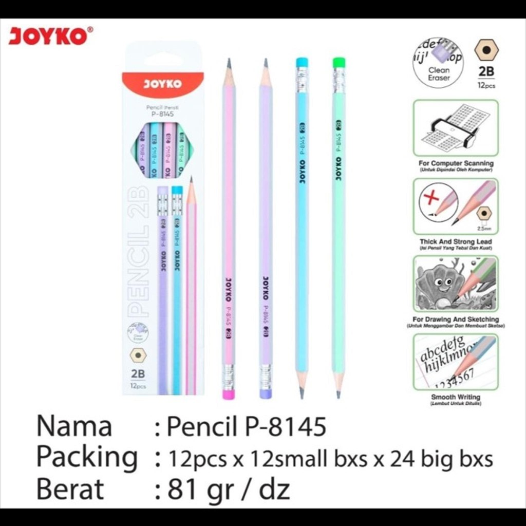[D] ดินสอ Joyko P-8145 2B (12 ชิ้น)