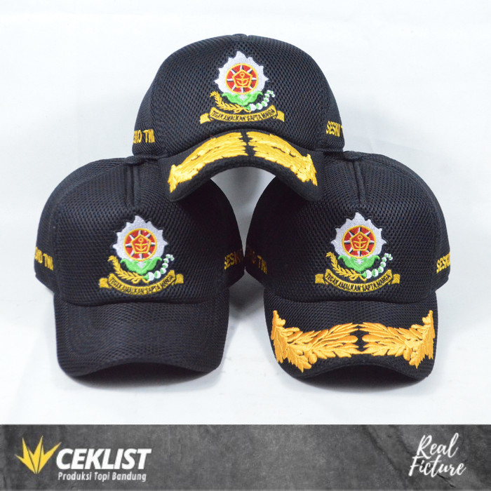 หมวก TNI AL Double Mess Sesko สีดํา คุณภาพดีที่สุด Premium
