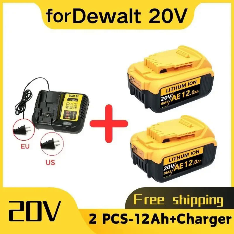 DCB200เดิมแบตเตอรี่ลิเธียมสำรองขนาด20V 8000mAh สำหรับ DeWalt 18V DCB184 DCB182 DCB200 DCB180 DCB181 