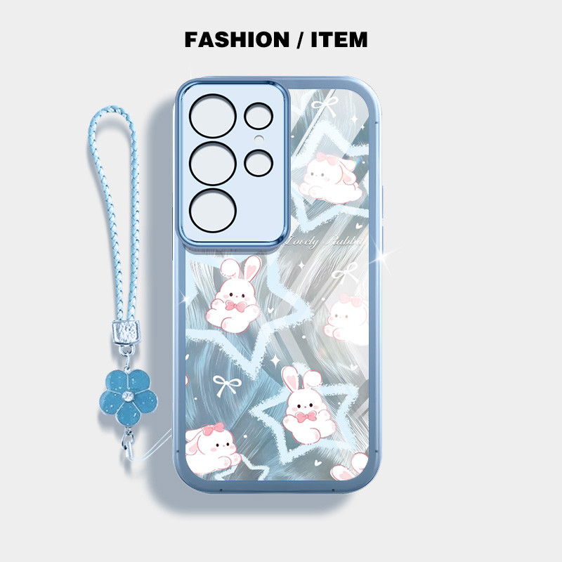 ปลอกสําหรับ Samsung Galaxy S22 S23 S24 S25 Plus S22 S23 S24 S25 Ultra S23 S24 FE S22+ S23+ S24+ S25+ สีสัน Star รูปแบบดอกไม้เชือกแขวน Anti Fall ป้องกันโทรศัพท์ป้องกันกรณี