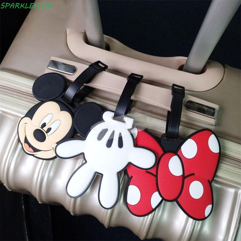 Sparklelux แท็กกระเป๋าเดินทางการ์ตูน, Boarding Pass PVC เครื่องบินกระเป๋าเดินทางแท็ก,แบบพกพา Mickey Baggage ชื่อแท็กโบว์โบว์ Boarding Pass Tag Travel